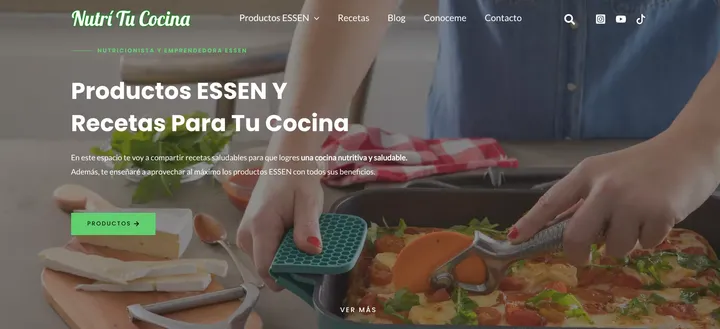 Captura del sitio de Nutrí Tu Cocina